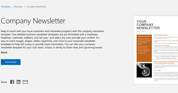 company newsletter by microsoft for small businesses