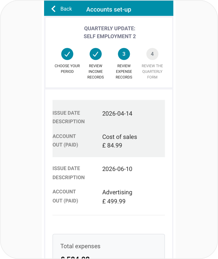 Review totals in EasyBooks