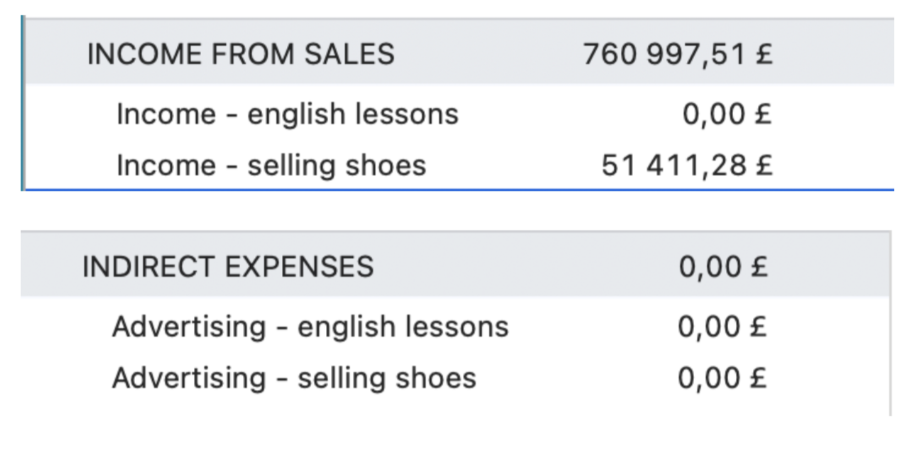 A separate account for each income source (for example, english lessons and selling shoes).